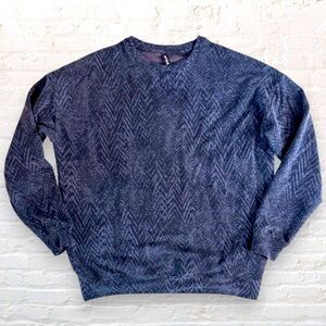 ATHLETA Studio to Street Print Chevron Crewneck Sweatshirt Blue Gray Womens S